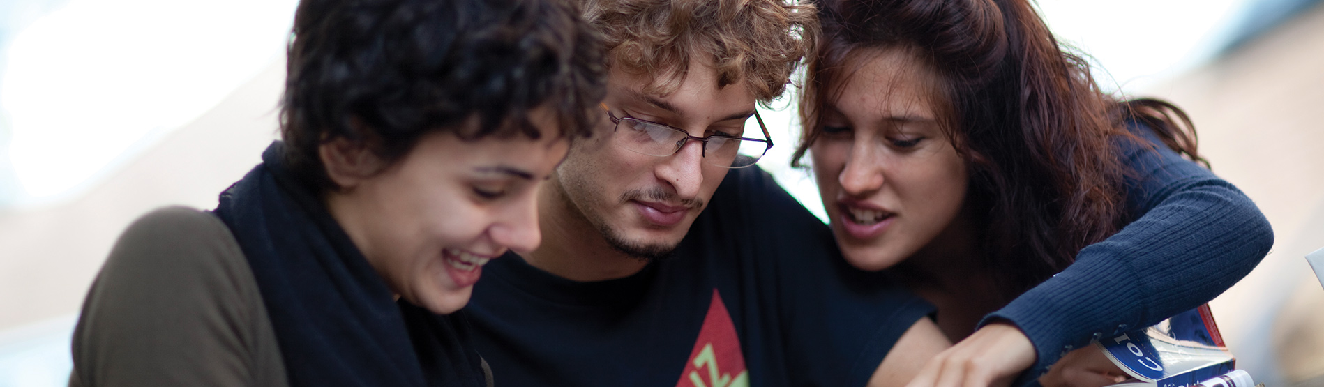 Three students studying together.