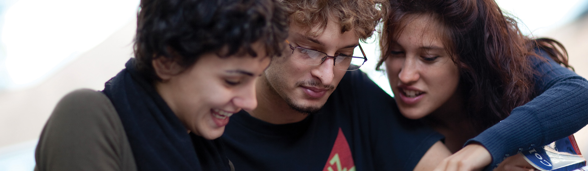 Students looking over notes.