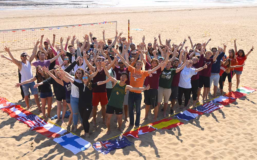 Students on the beach