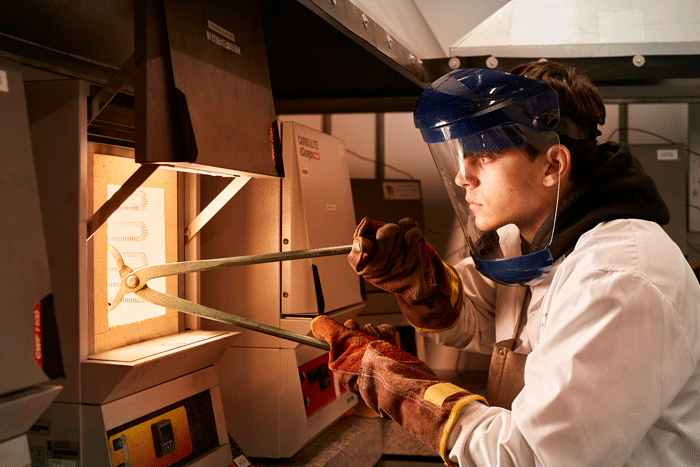 students in metallurgy lab