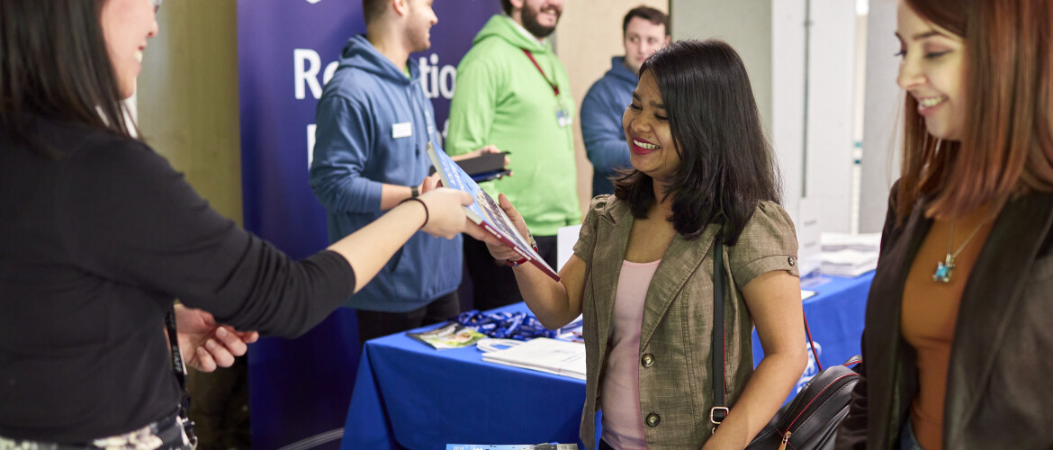 Student at a postgraduate open day